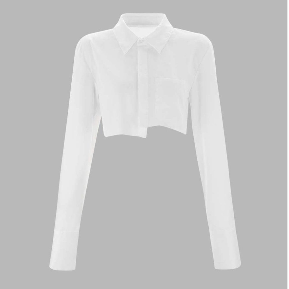 Raw Edge Cropped Shirt